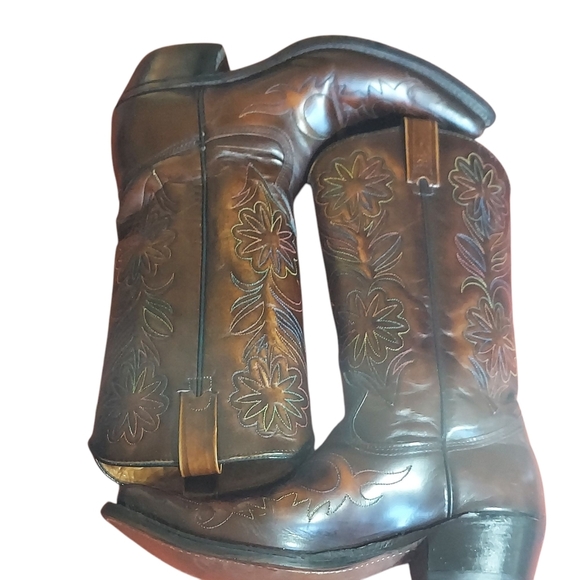 Vintage Rodeo Cowboy Boots Patent Leather Rainbow Peacock Men's - Picture 8 of 16